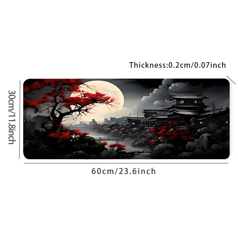 لوحة ماوس ساموراي الليلية ملحقات مكتبية يابانية وسادات ماوس ألعاب كبيرة جدًا للمكتب وقاعدة مطاطية غير قابلة للانزلاق للكمبيوتر