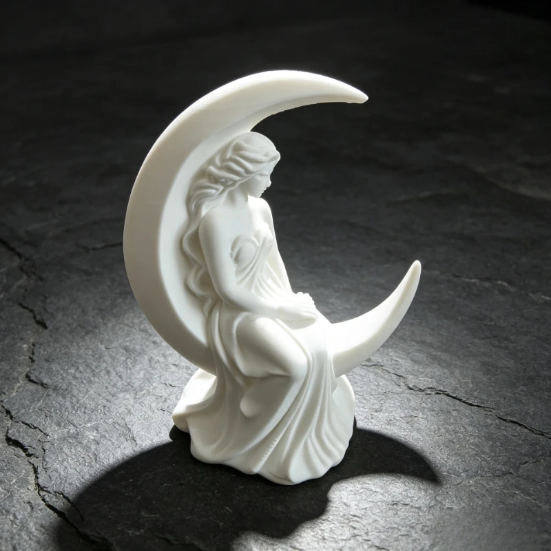 Office Desk Ornament Decorative Statue 3d Printed Angel Figurine Small Crouching Angel Ornament White For Home Shelf Decor