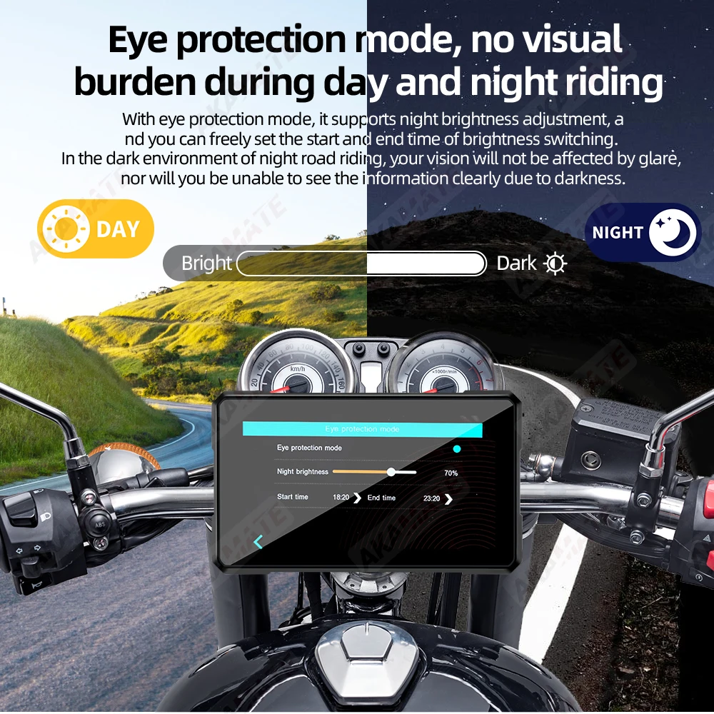 شاشة دراجة نارية لاسلكية CarPlay Android Auto GPS GPS محمولة 5 / 6 / 7 بوصة IPS شاشة تعمل باللمس موسيقى بلوتوث #5