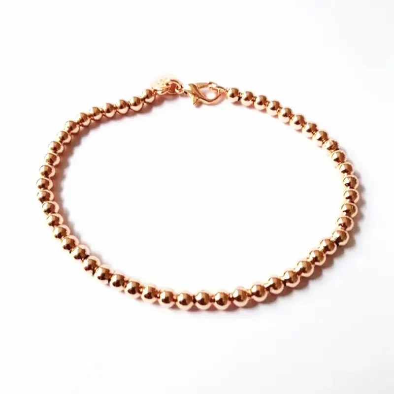 wholesale Beautiful fashion for women wedding silver Plated gold color charm 4MM bead chain Bracelet top quality classic jewelry