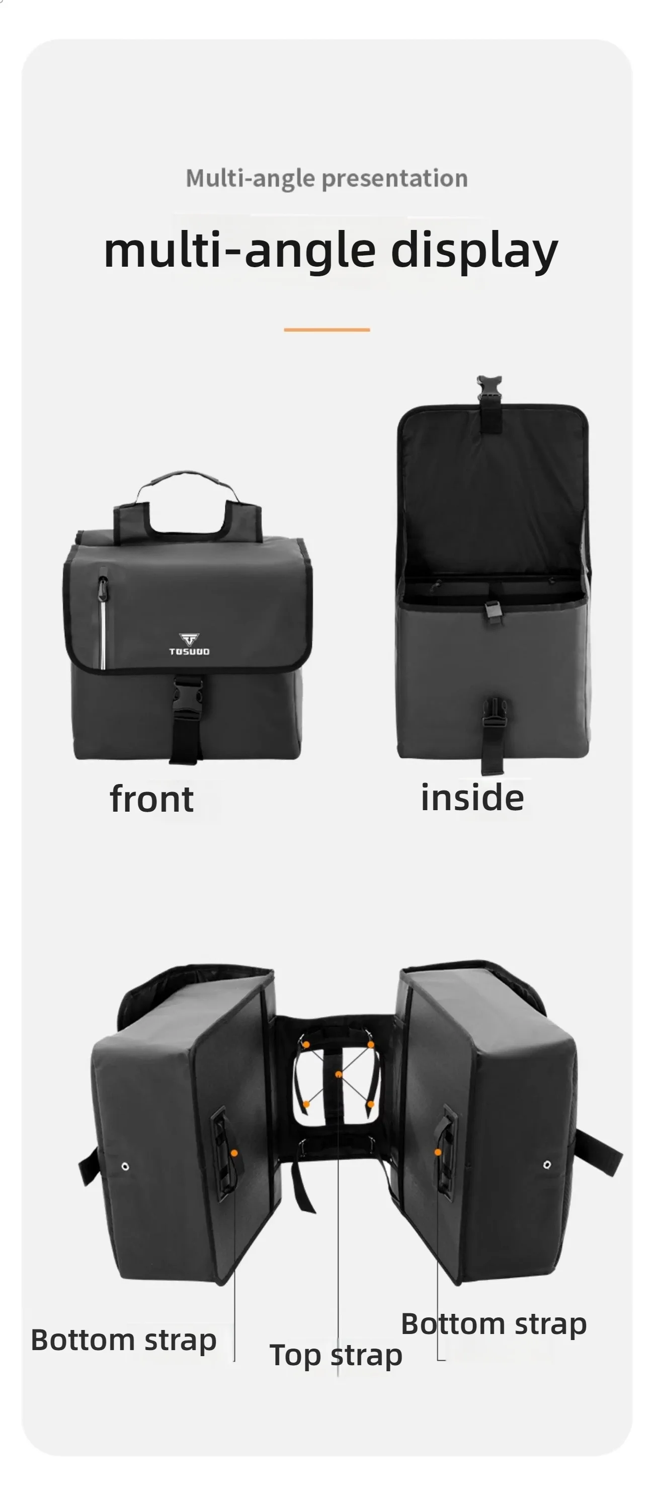 TOSUOD 40L Fahrrad-Rücksitztasche mit großer Kapazität, Fahrrad-Seitentasche, Fahrrad-Gepäckträgertasche, Fahrradtasche für Radfahren, Reisen – Detail 11