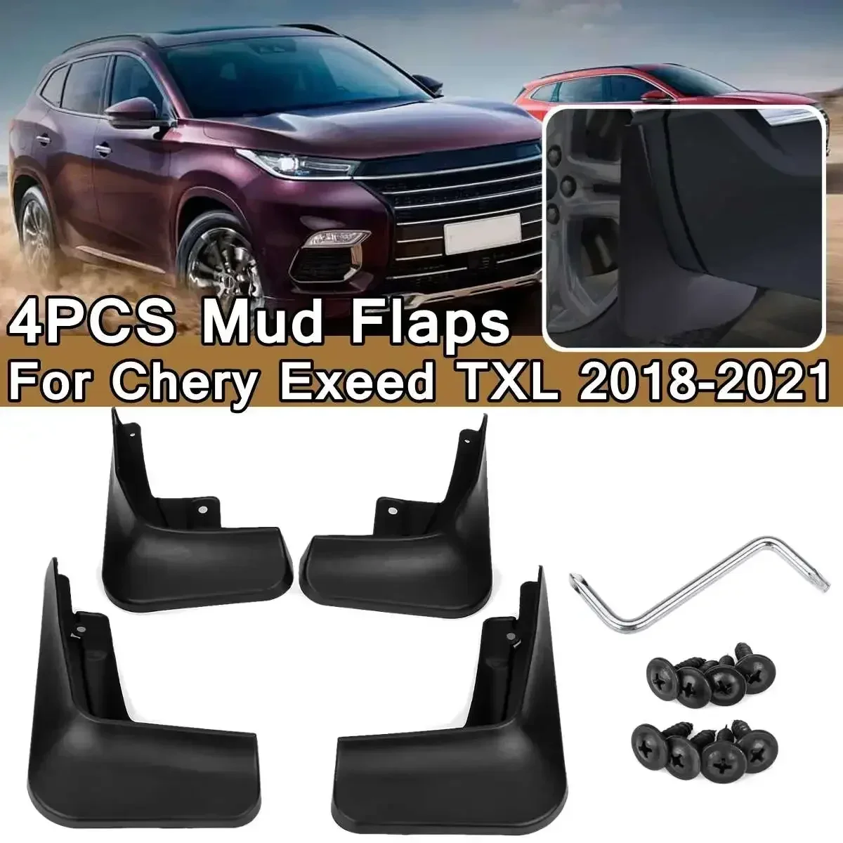 4pcs Car Mud Flap Mudguards Flaps Splash Guards Fender Protector Cover For Chery exeed txl TX 2018 2019 2020 2021 2022