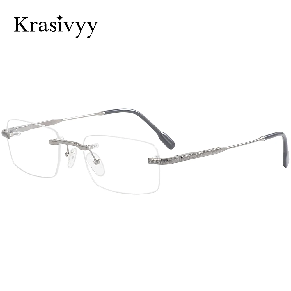 

Krasivyy Rimless Glasses Frame Men Titanium Ultralight Square European Optical Prescription Eyewear Women Quality Brand Eyeglass