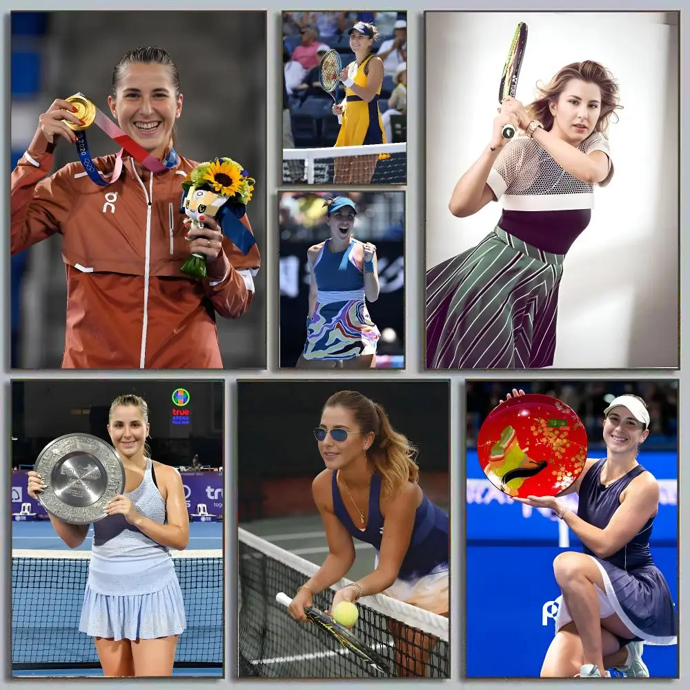 Belinda Bencic Beli Swiss Tennis Star Olympic Medalist Painting Calligraphy Eco-friendly wall decor Vintage Office frameless
