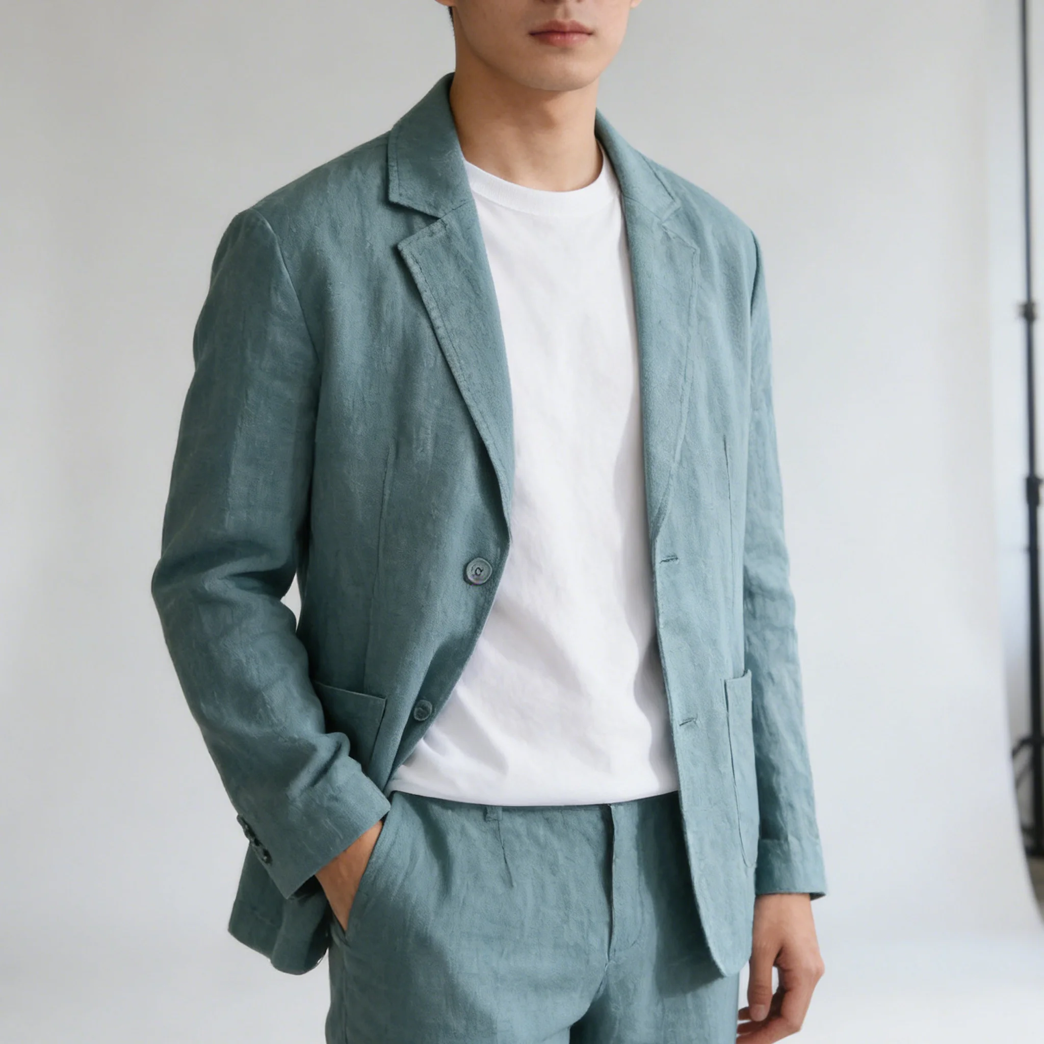 Men's Cotton Linen Blazer Jacket Lightweight Breathable Unlined Thin Casual Suit Coat Spring Summer Loose Fit Blazers for Men