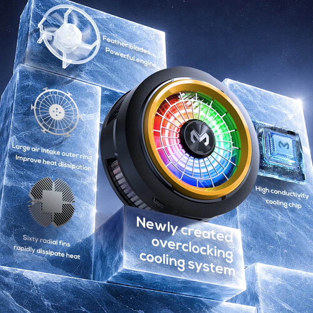Mobile Phone Cooler Magnetic Cooling Fan Freeze Radiator For Gaming Cool Heat Sink With Smart Temp Control For Smartphone Tablet