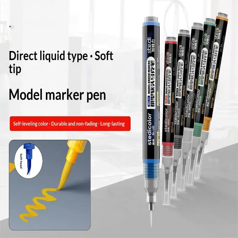 NEW Front Valve Type Acrylic Paint Marker Stedi Soft Tip Water Based For Scale Model Mecha DIY Hobby Painting Coloring Supplies