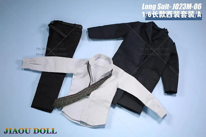 JO23M-06 1/6 Schaal Zakelijke Kleding Kleding Set Mannelijke Lange Pak Trenchcoat Shirt Broek Stropdas Set Fit 12in Soldaat Action Figure