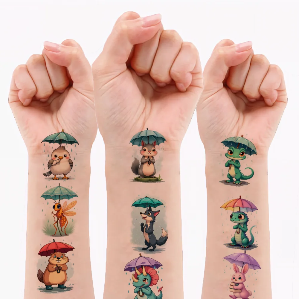 

54pcs Temporary Tattoo Animal Stickers Waterproof Long-lasting Body Stickers Cartoon Stickers For Girls Boys Shoulders