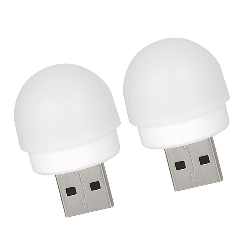 

2 Pcs USB Night Light Mini LED Lamps Emergency Portable Charging Bedroom Plastic Durable Decorations Warmer Simple Beauty Easy