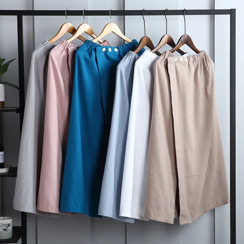 여성용 경량 무릎 길이 와플 로브, 와플 스파 바디 랩, 조절 가능한 클로저 포함