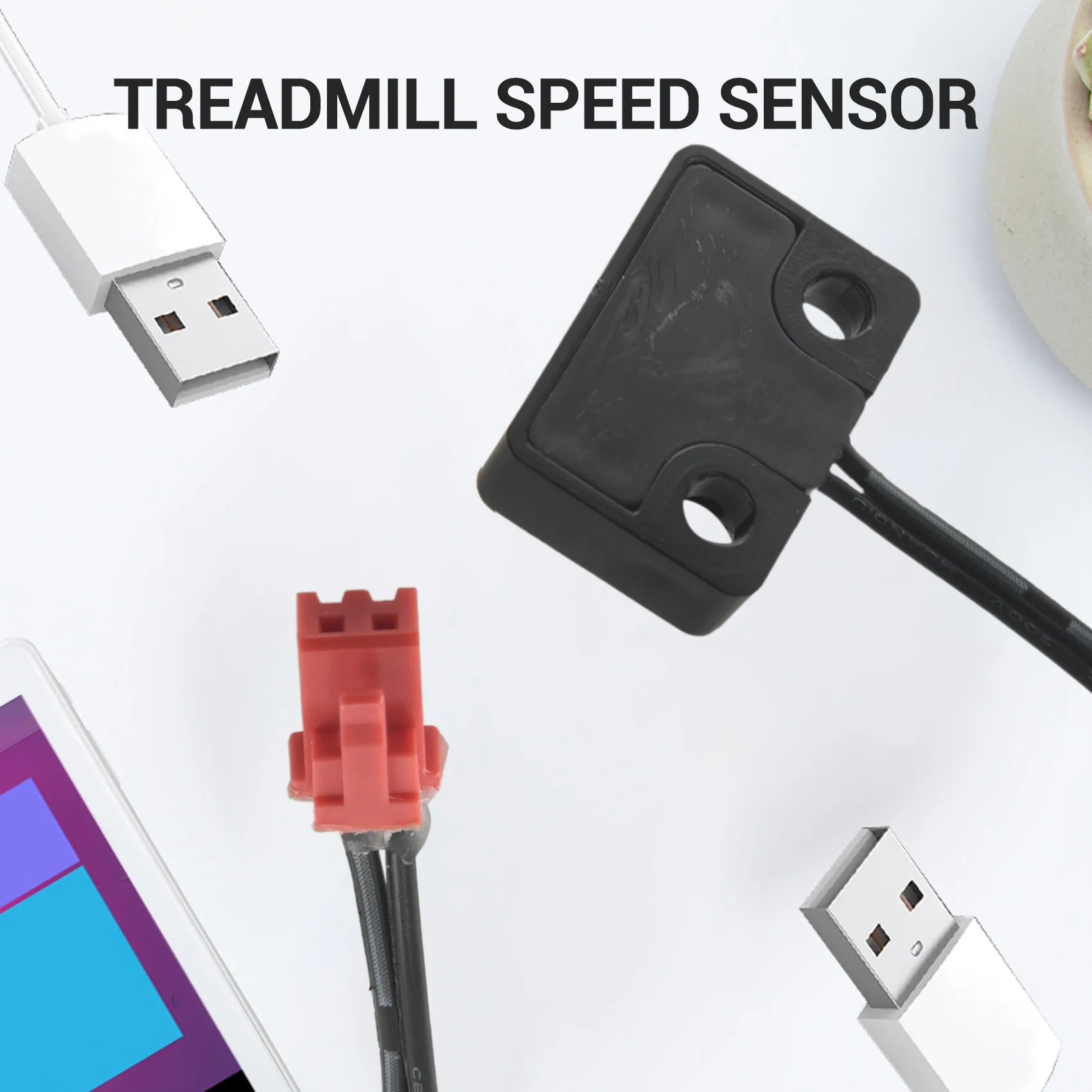 Treadmill Speed Sensor Cable 2 Pin Light Sensor Tachometer Magnetic Induction Speed Sensor for Treadmill Spare Parts