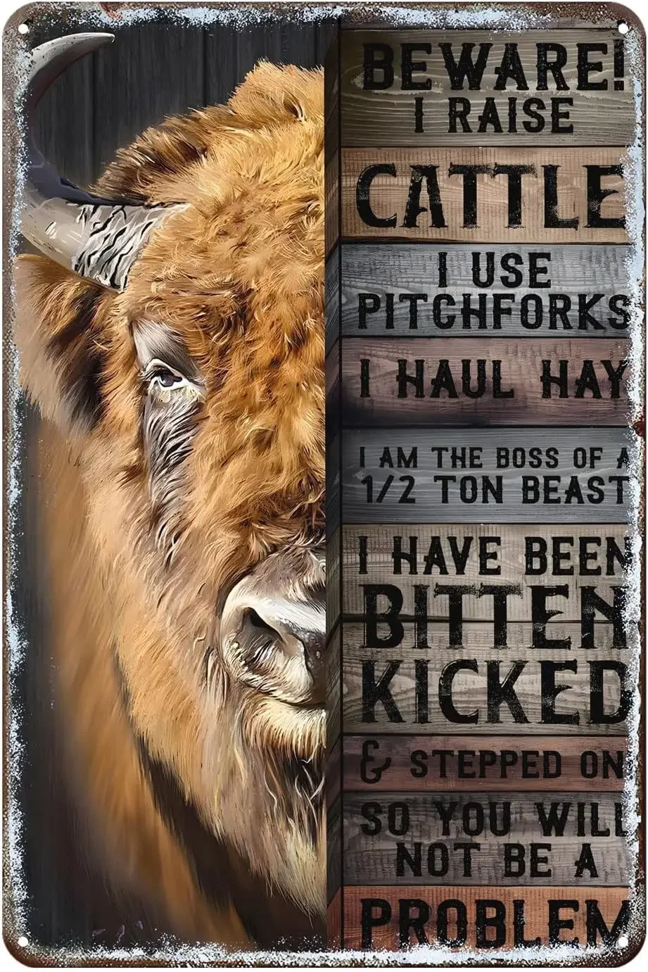 Farm Bison Cow Metal Sign Rustic Decor Vintage Tin Sign Home Kitchen Bar Cafe Farm Club Cave Wall Decor Cow Tin Sign 12