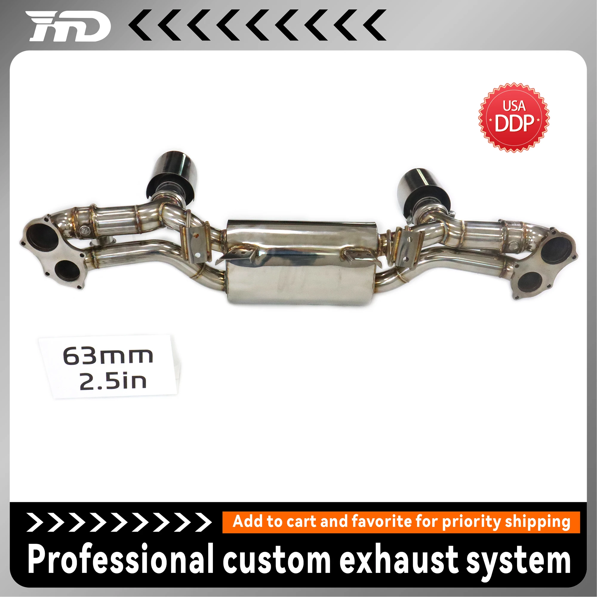 

HMD SS304 Exhaust System High Performance catback for Porsche 718 GT4 Muffler with Vacuum Valve for car