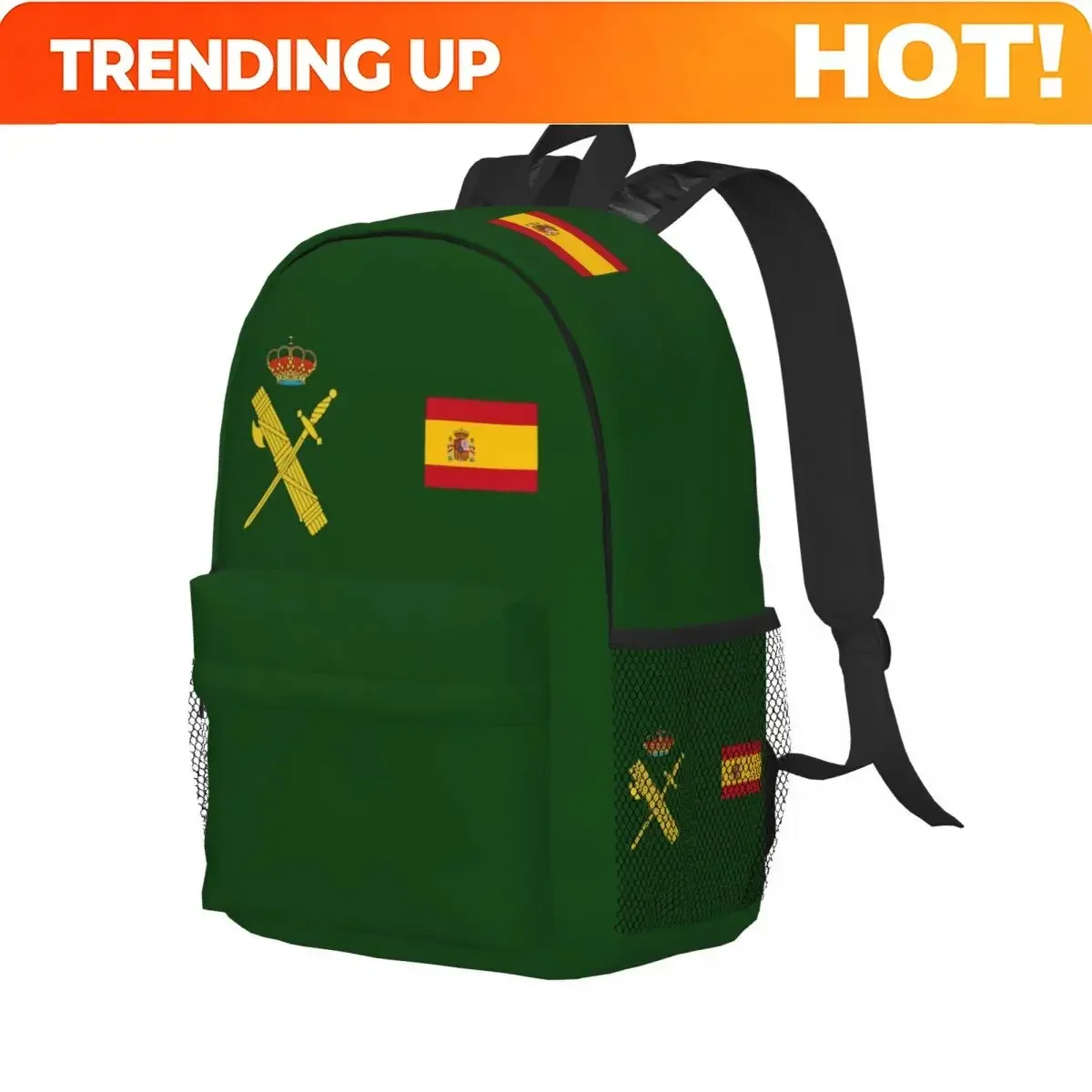 Custom Bag Spain Flag Plus Emblem Civil Guard Backpack Student Boys Girls BookBag Kids School Bag Laptop Shoulder Bags For Men W