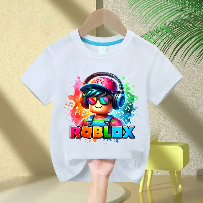 جديد Roblox الأطفال تي شيرت الكرتون لعبة الشكل تي شيرت مطبوع الاطفال عادية الرياضة قصيرة الأكمام بلايز الصيف طفل الفتيان الملابس