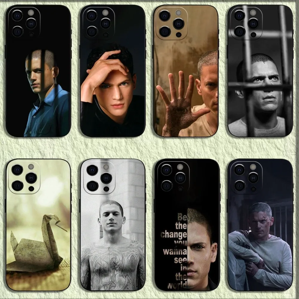 W-Wentworth Miller M-Michael Scofield Phone Case For iPhone 16,15,14,13,12,11,Pro,X,XS,Max,XR,Plus,Mini Soft Black Cover