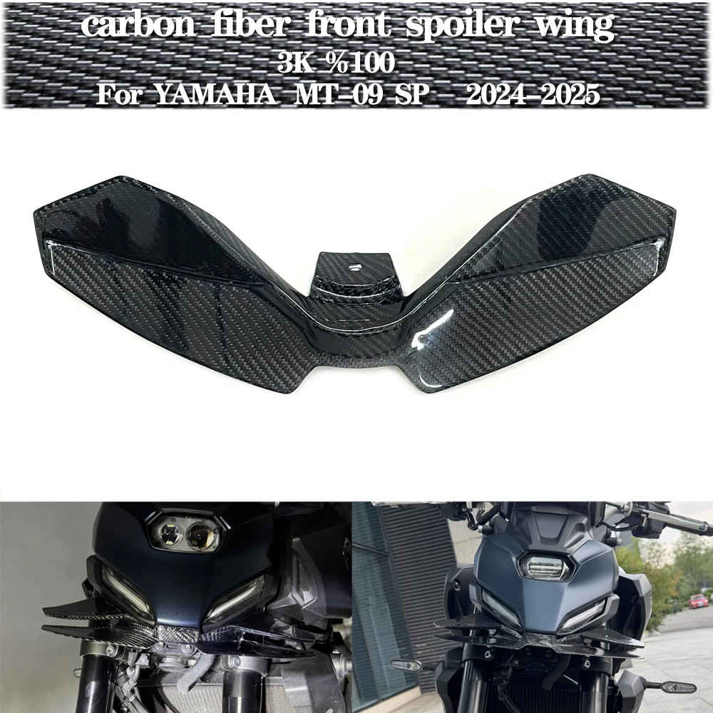 

For Yamaha MT-09 MT09 SP 2024-2025 %100 carbon fiber lower thrust exposed front spoiler wing aerodynamic wing front spoiler kit