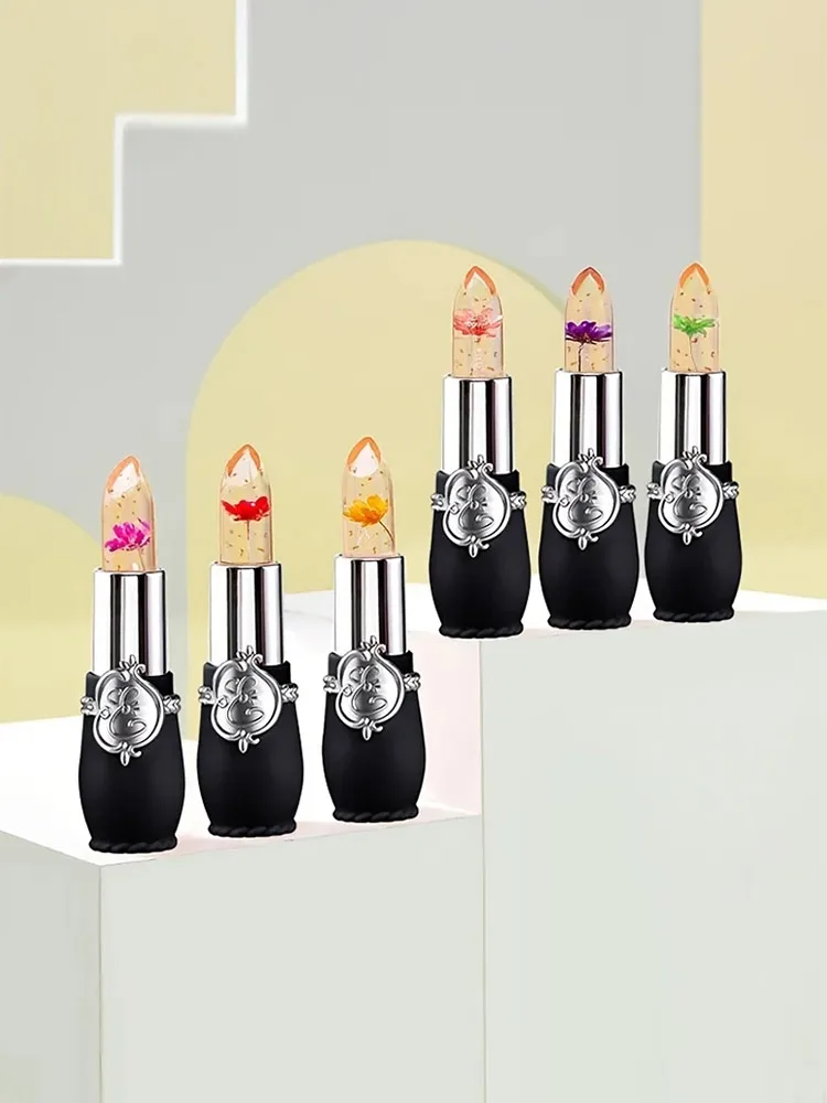 New Jelly Lipstick Set Temperature Change Moisturizer Flower Lip Stick Long Lasting Lip Balm Magic Color Change Lip Gloss Set