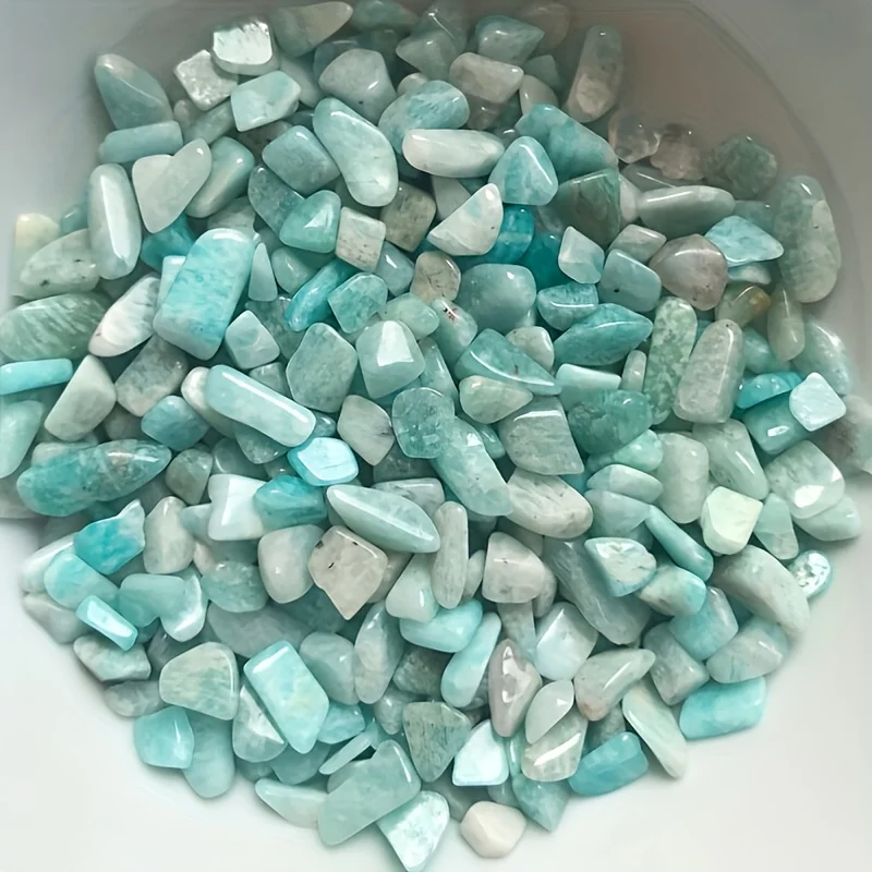 Amazonite gravel, in various irregular sizes, non-porous, semi-polished fragments, suitable for flower pots and aquariums