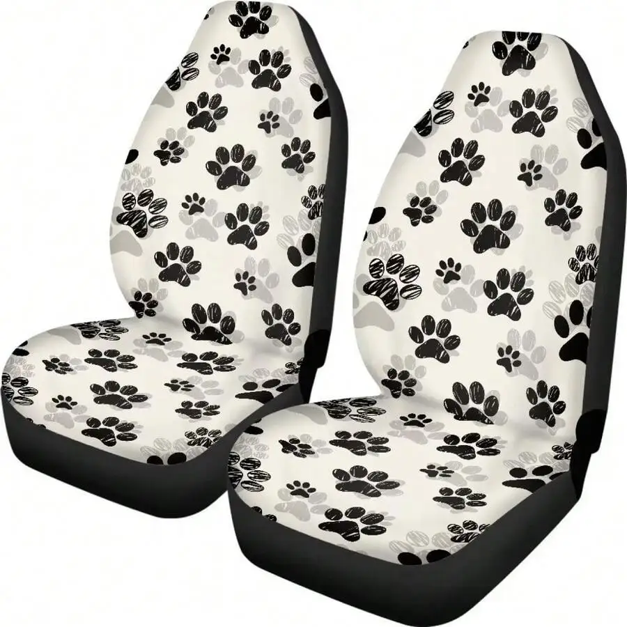 

Anti-Slip Car Seat Covers With Dog Paw Print Universal Front Seat Cushion Cover For SUV Truck
