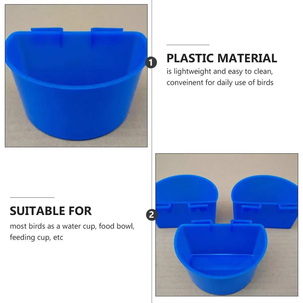 

10pcs Thickened Plastic Bird Feeder Bowl Cage Water Cups Blue Color Semicircle Design Easy Clean Durable Suitable For Most