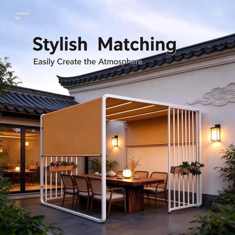 Outdoor waterproof aluminum frame modular courtyard pergola and gazebo with LED lighting