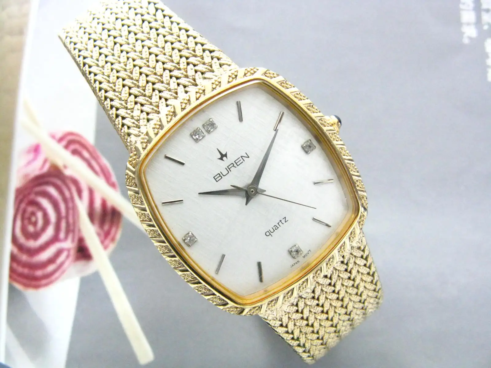 BUREN Square Japan weaving Chain Neutral quartz watch