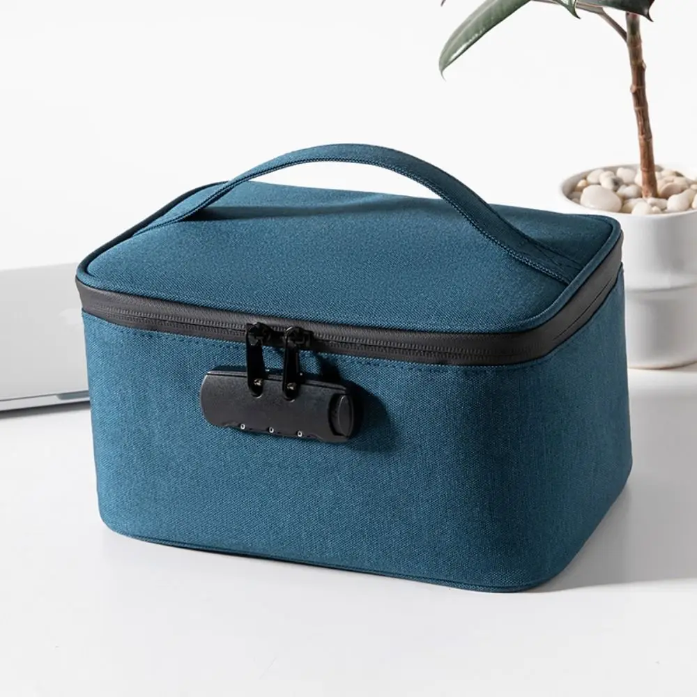 Oxford Fabric Password Lock Bag Large Capacity Portable Passport Handbag With Handle Zip Closure Combination Lock Container