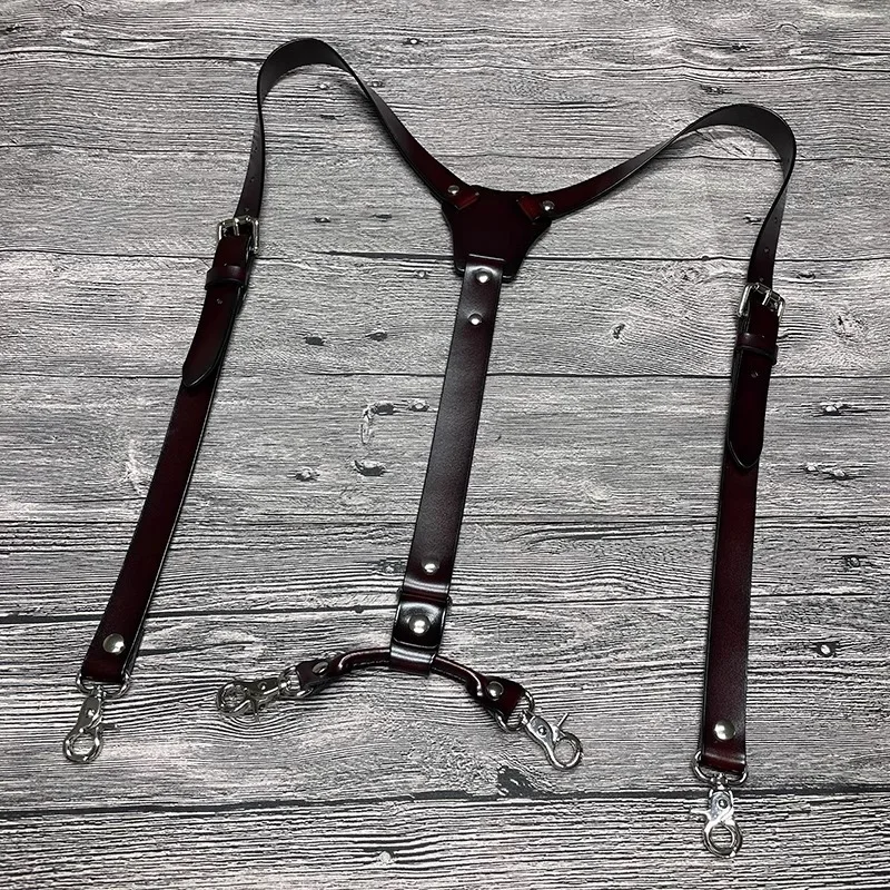 2*115Cm Men's Suspenders Leather Suspenders Adjustable Suspenders Man For Pants Braces Adults Harness Woman Clothes Accessories