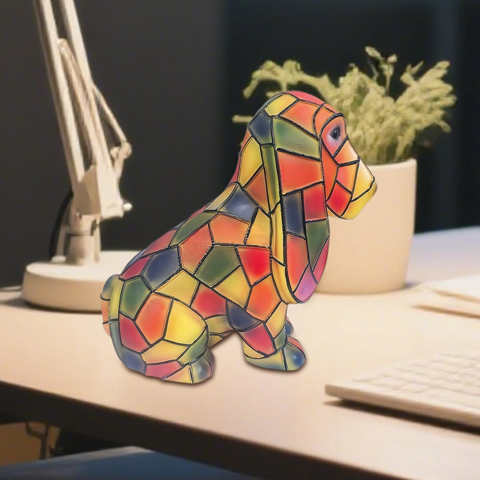 Серия собак, художественный ночник, лампа йоркширского терьера, светодиодный настольный светильник из смолы, винтажное окружающее освещение для гостиной, домашний декор