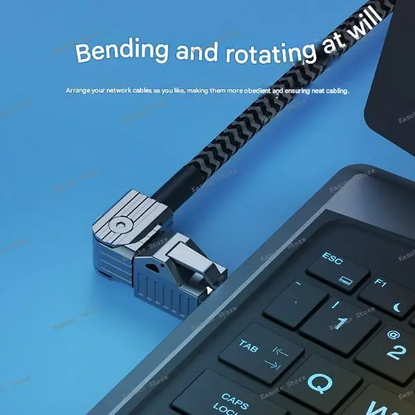 Haibeisi Acht Kabel 10 Gigabit Cat8 Thuis Glasvezel Breedband E-sport Elleboog Super Zeven 7 Gigabit 90 Graden Rechte Hoek