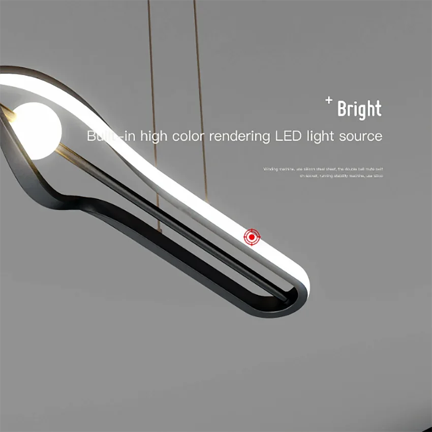 SANDYHA Nordic Led Restaurant Chandelier Black Golden Pendant Light Creative Simple Hanging Lamp for Living Room Kitchen Dining