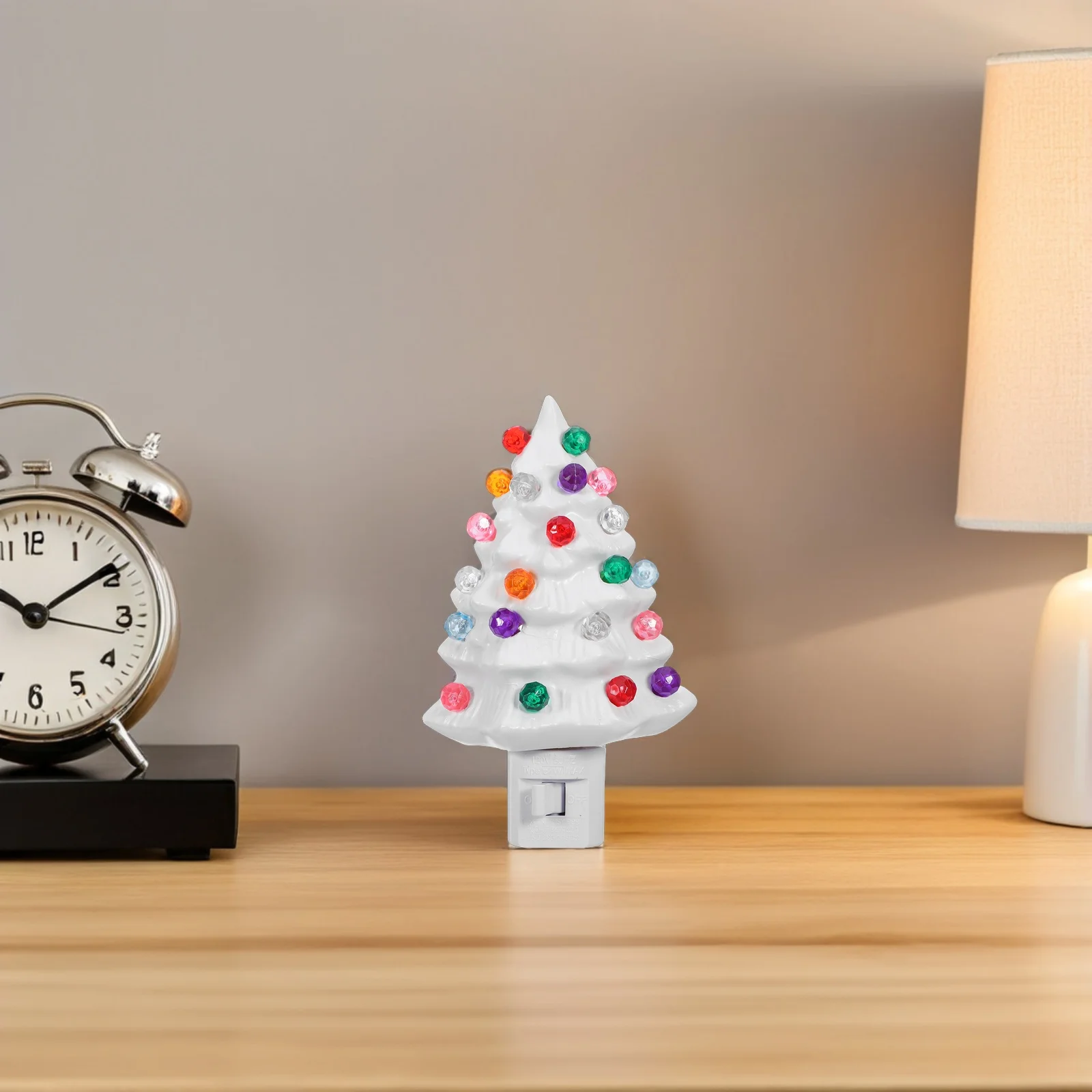 

360° Rotating Plug Christmas Tree Night Light Resin Holiday Decoration IPX4 Waterproof Soft Glowing Bedroom Bathroom Decor