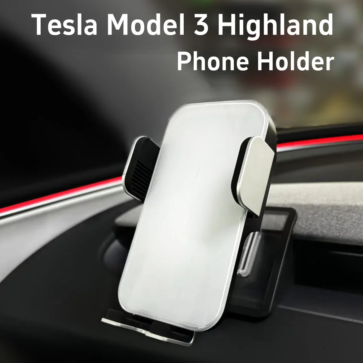 Tesla Phone Holder Model 3 Highland Phone holder  Upgrade Solar Auto-Clamping Phone Mount, Tesla Accessories Fit All Phones