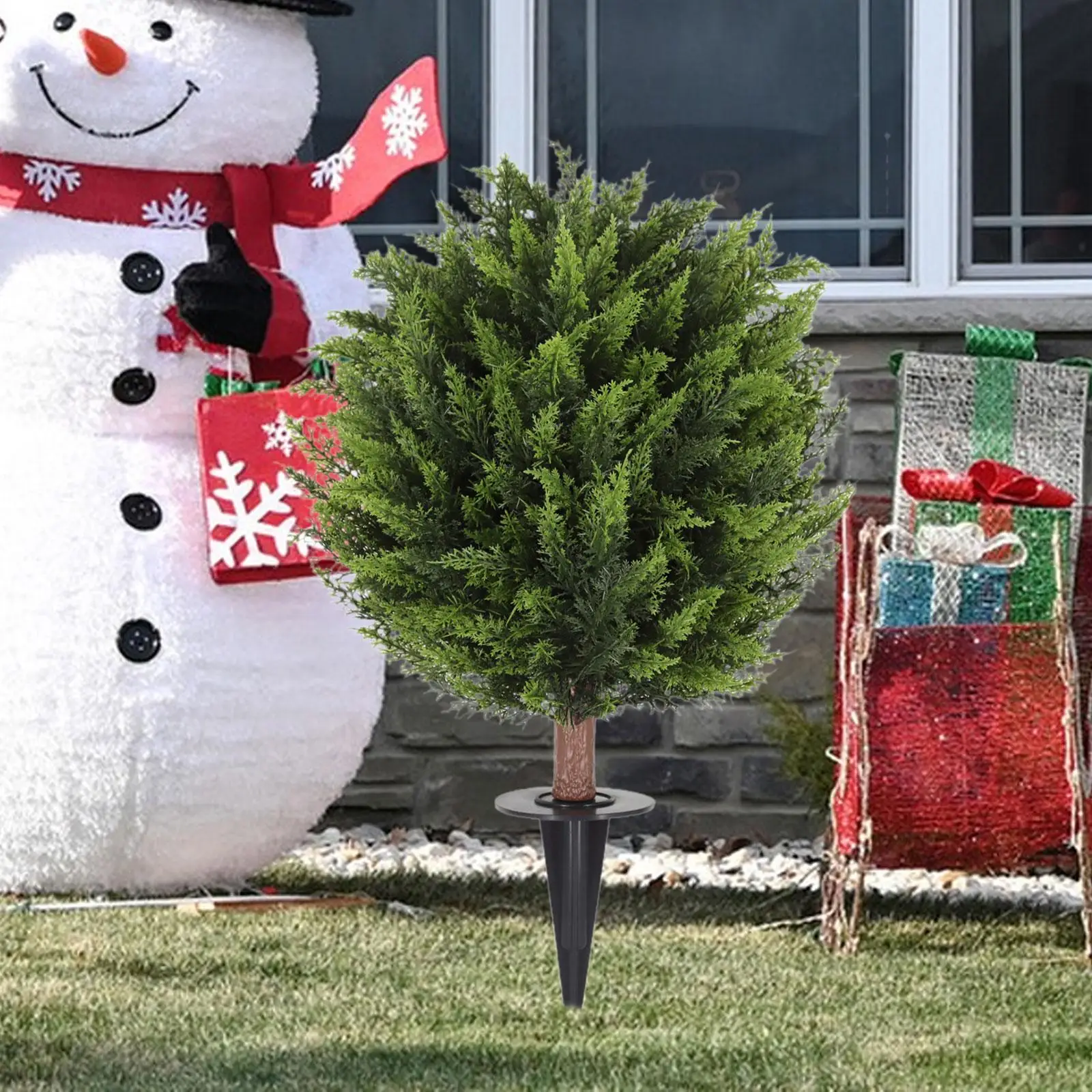 Artificial Evergreen Tree Stake PVC Plant Simple Install for Decoration in Backyard and Patio