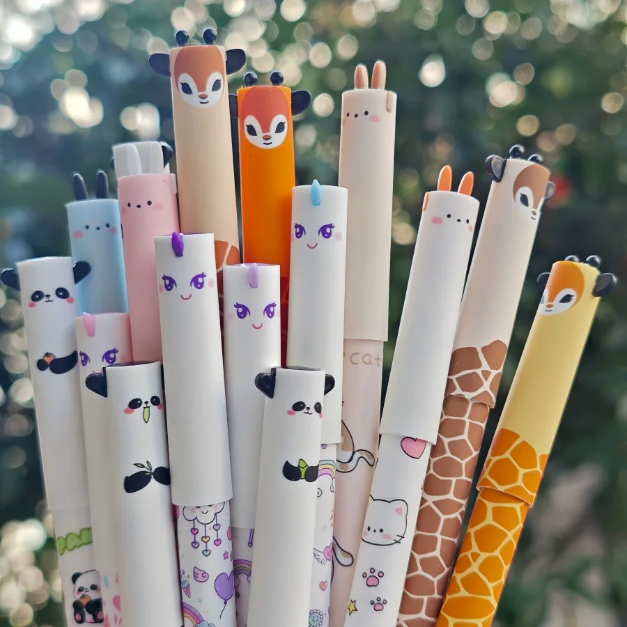 

4pcs Cute Animal Gel Pens Set - Cute Panda, Unicorn, Cat,Giraffe-Erasable Refillable Gel Pens with Washable Handle,Quick-Dry Ink