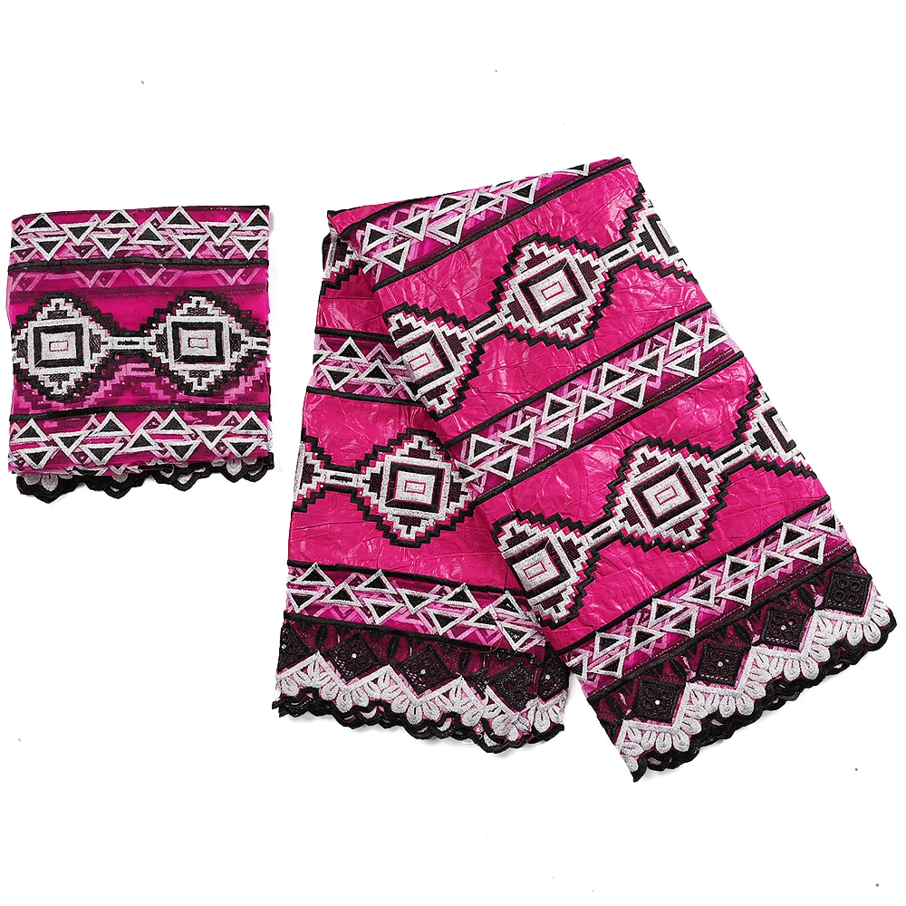 2026 High Quality Ankara Embroidery Fabric Mesh Tissu African Bazin Riche 5+2 Yards Lot for Wedding Party Textile Materials view 4