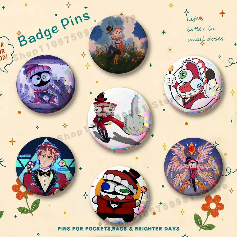 Anime Caine TADC Round Pins Cartoon Brooches Stylish Ornament Badge for Backpack Accessorys Gifts