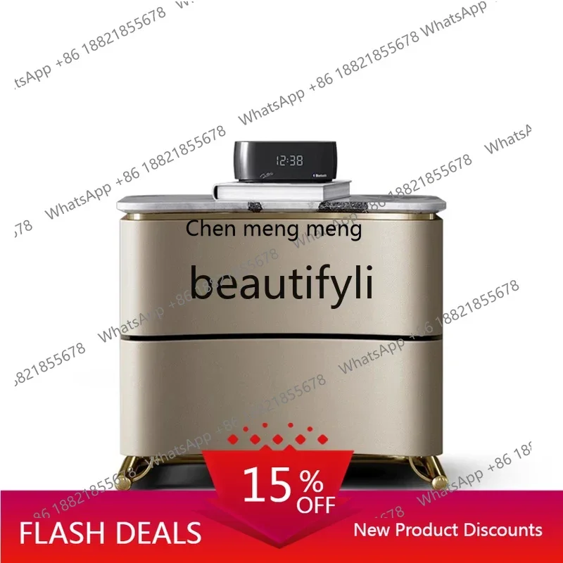 

11Light luxury natural marble bedside table Italian bedside table Premium storage bedside table