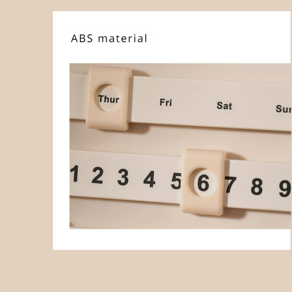 DIY Moving Wooden Block Calendar Desktop Ornaments Slider Perpetual Calendar for Office Coffee Shops Desk Desktop Restaurants