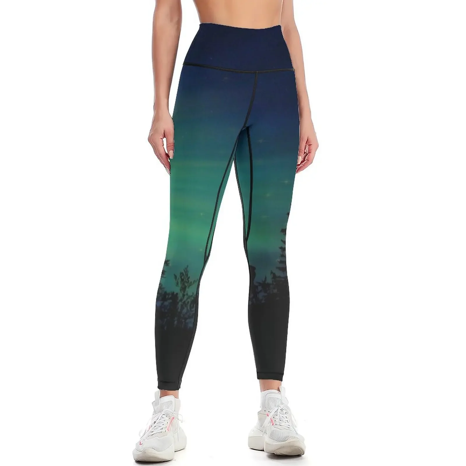 

Moose with Northern Lights Leggings Sports female joggers for for girls Pants sport Womens Leggings