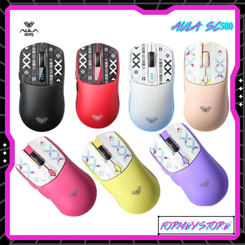 AULA SC580 Series E-sports Gaming Mouse Tri-mode 10000DPI Wireless Bluetooth Lightweight Mice Customized Office PC Accessories