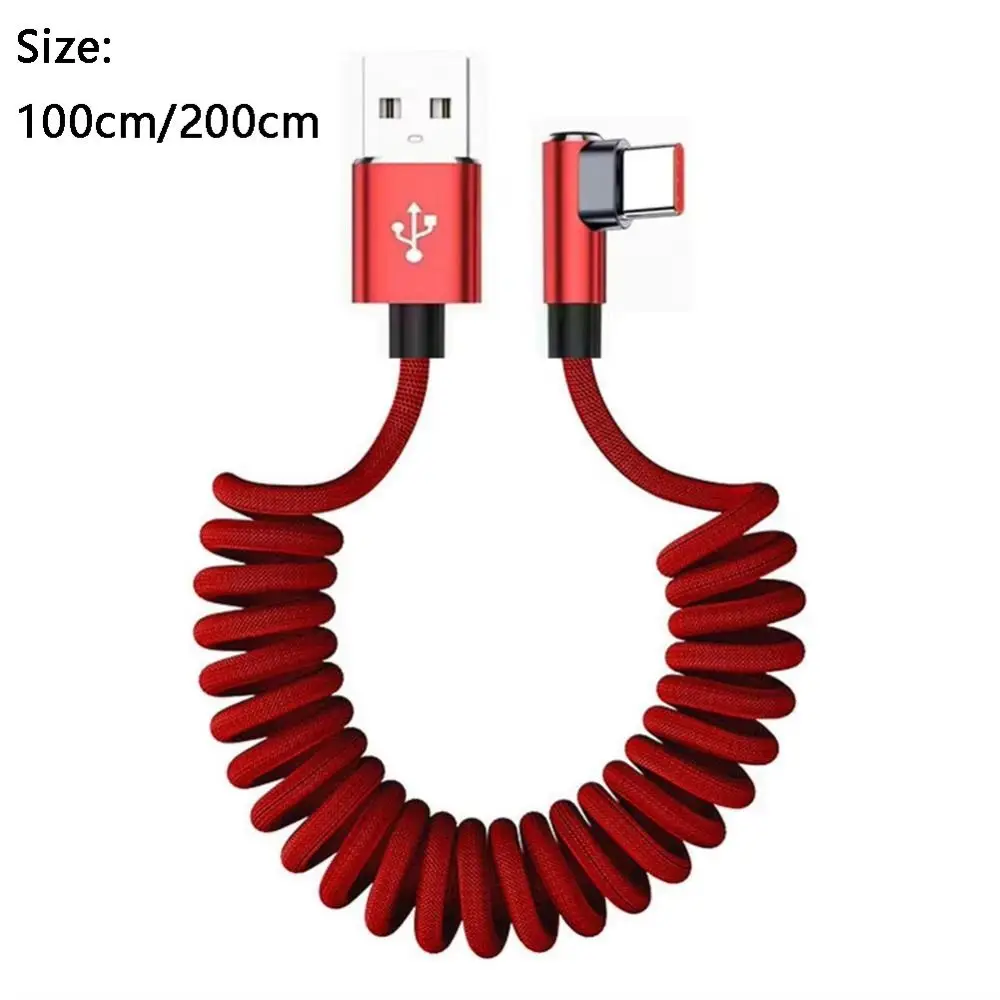 Spiral Design Phone Charge Cable Retractable Fast Charging USB Charger Cable USB To Type C Retractable Charging Cord For Xiaomi view 6