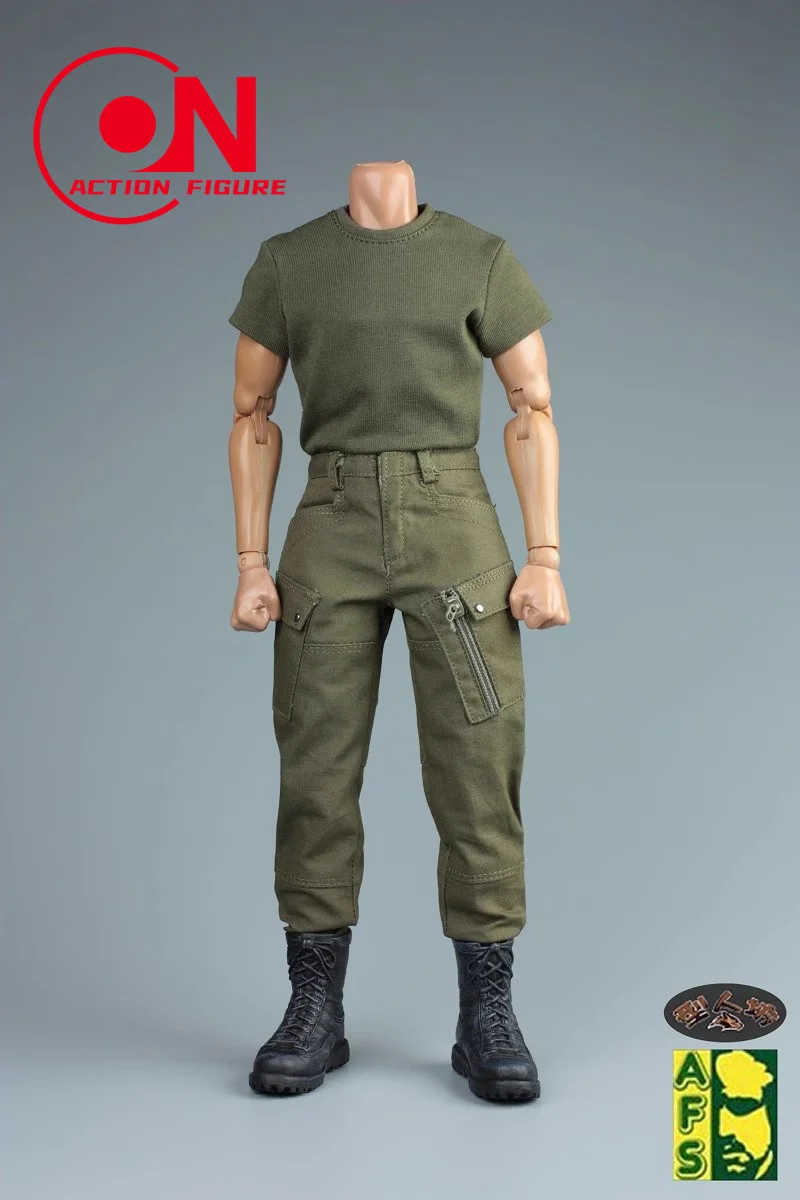 AFS 1/6 Scale Male Tactical Clothing Combat T-shirt Pants Set Model Fit 12-inch Soldier Normal Action Figure Body Dolls