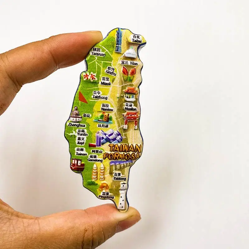 Taiwan Travel Souvenir Refrigerator Magnet Creative 3D Resin Map High-Value Decoration Magnetic Gift