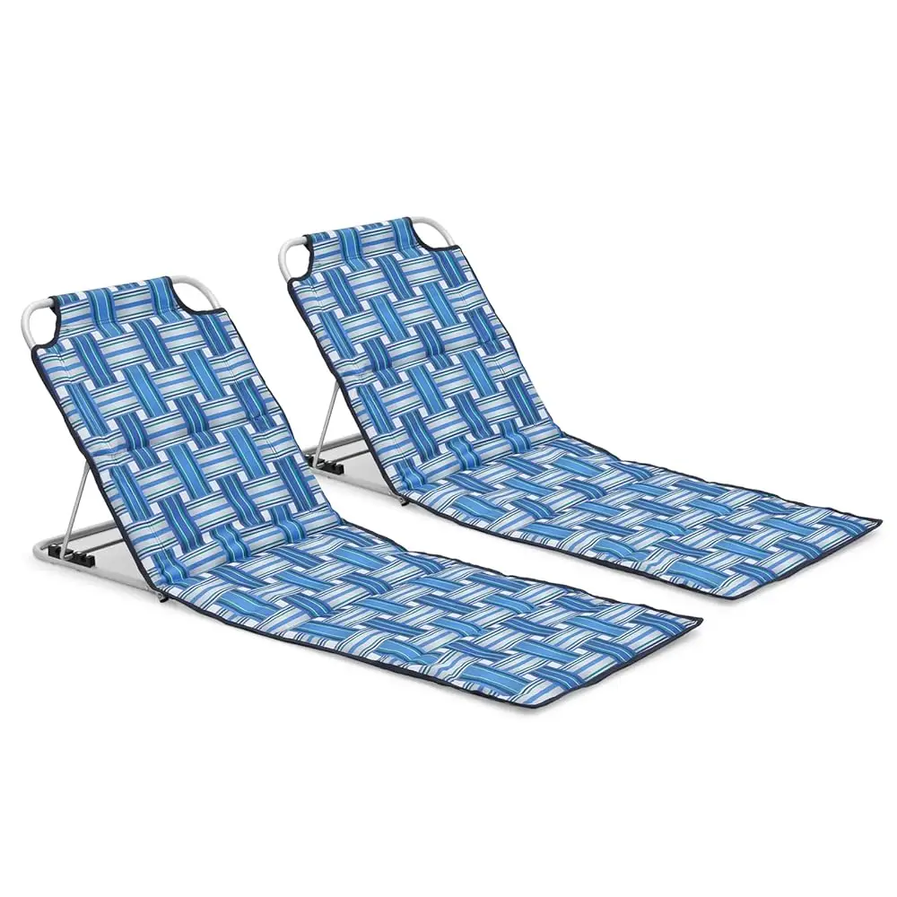 

Folding Beach Chair Chaise Lounge Mat For Adults Portable Foldable Lightweight Waterproof Sun Lounger With Carry Bag Adjustable