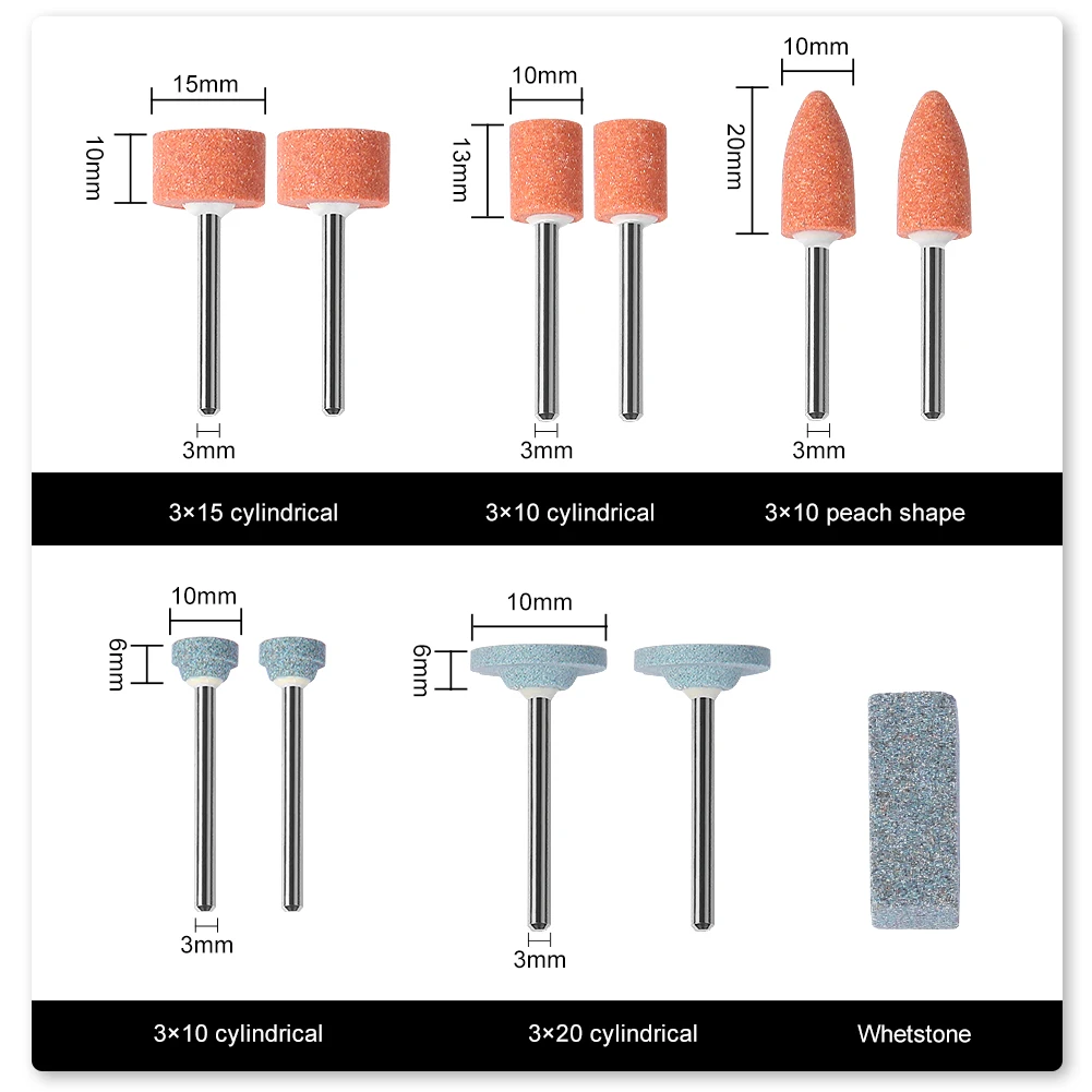 Wood Polishing Grinding Wheel Woodworking Tools 11pcs Grinding Head Set Grinding Wheel Metal Cutter Head Metal