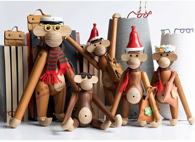 Wooden Handcrafts Monkey Puppet Mini Furniture Study Model Soldier BJD ob11 mdd Doll HOUSE Accessories Gift Toy Collection DIY