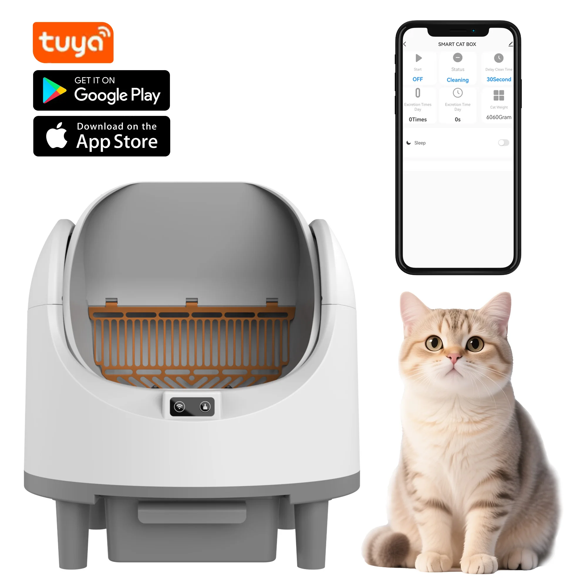 

Self-Cleaning Cat Box 8L Large Capacity Automatic Cats Toilet WIFI App Control Smart Auto Cleaning Cat Box